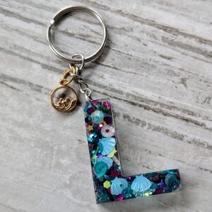 Letter L Multicolor Keychain With Charm